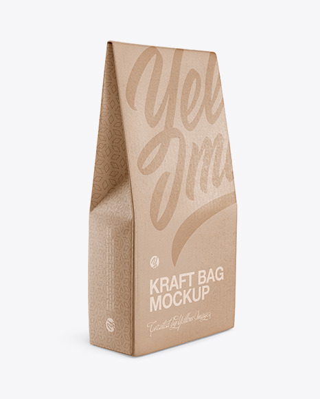 Download Kraft Matte Bag Mockup Half Side View In Bag Sack Mockups On Yellow Images Object Mockups