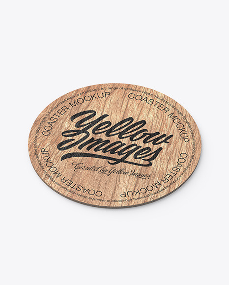 Wood Beverage Coaster Mockup PSD #2