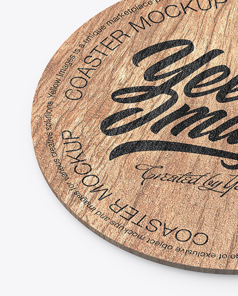 Wood Beverage Coaster Mockup PSD #4