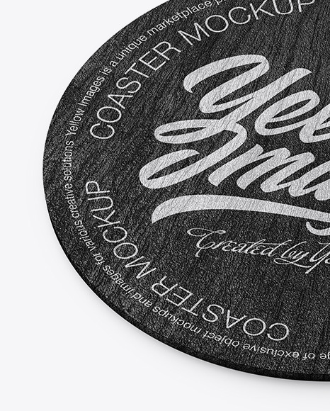 Wood Beverage Coaster Mockup PSD #6