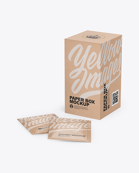 Download Matte Paper Box With Glossy Sachet Psd Mockup Yellowimages