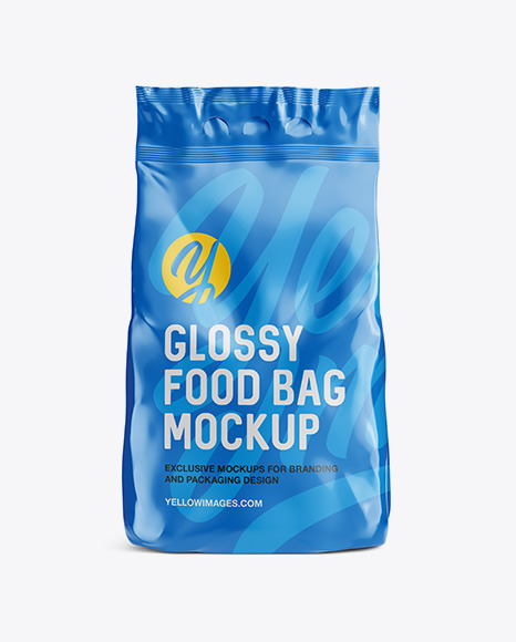 Download Glossy Food Bag Mockup Front View In Bag Sack Mockups On Yellow Images Object Mockups Yellowimages Mockups