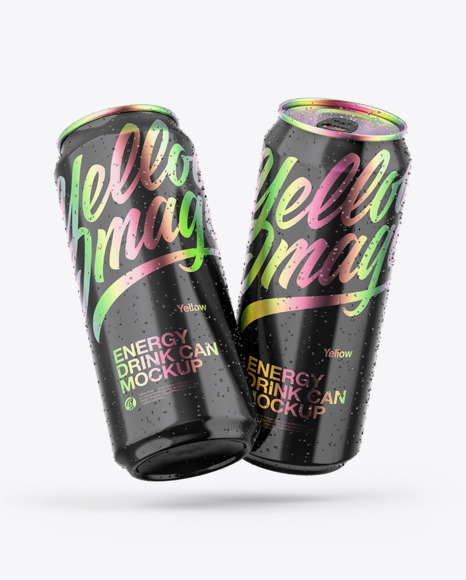 Two Glossy Cans Mockup PSD #3