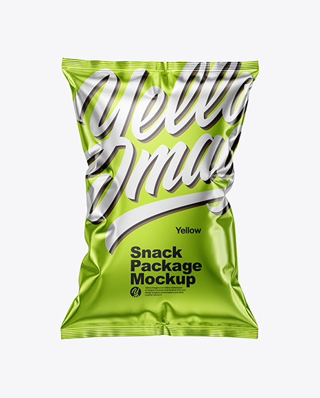 Download Metallic Snack Package Mockup In Bag Sack Mockups On Yellow Images Object Mockups