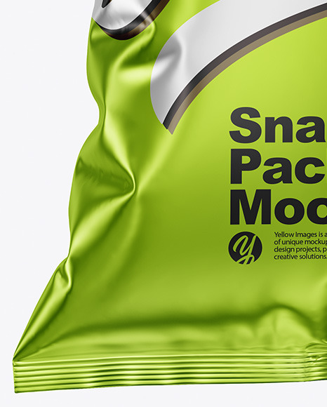 Download Metallic Snack Package Mockup In Bag Sack Mockups On Yellow Images Object Mockups Yellowimages Mockups