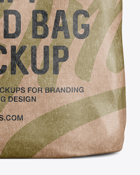 Download Kraft Food Bag Mockup Front View In Bag Sack Mockups On Yellow Images Object Mockups