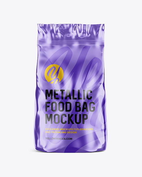 Download Glossy Food Bag Mockup Halfside View Yellow Author PSD Mockup Templates