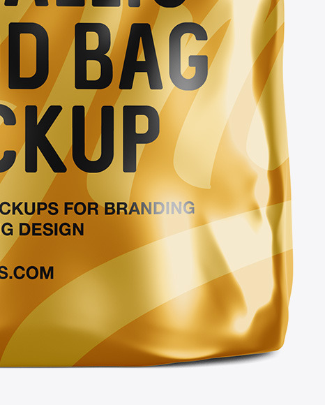 Matte Metallic Food Bag Mockup   Front View PSD #1