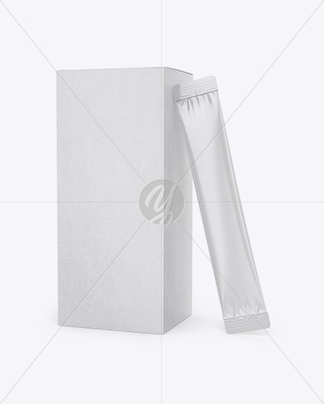 Download Opened Box W 20 Metallic Sachets Front View In Sachet Mockups On Yellow Images Object Mockups PSD Mockup Templates