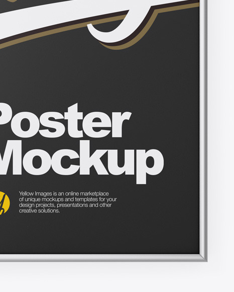 Metallic Frame Poster Mockup In Indoor Advertising Mockups On Yellow Images Object Mockups