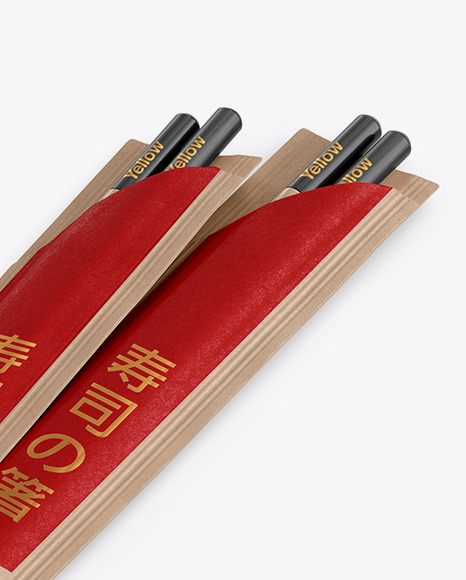 Download Chopsticks In Kraft Pack Mockup Halfside View View In Packaging Mockups On Yellow Images Object Mockups PSD Mockup Templates