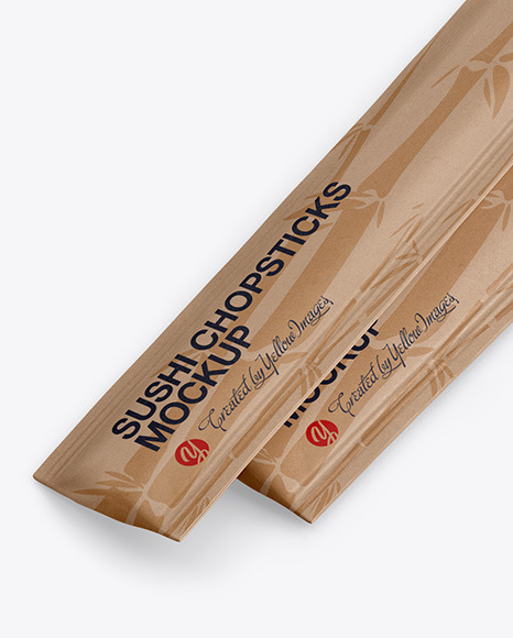 Download Chopsticks In Kraft Pack Mockup Halfside View View In Packaging Mockups On Yellow Images Object Mockups