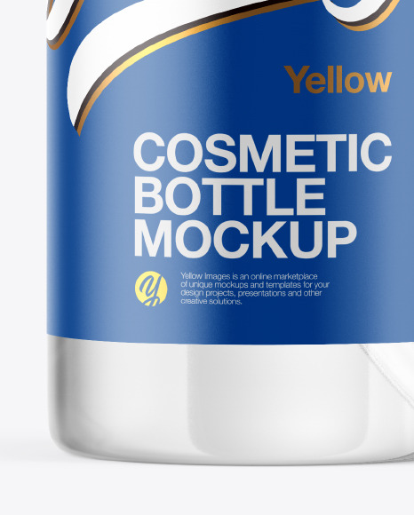 Download Clear Cosmetic Bottle with Pump Mockup in Bottle Mockups on Yellow Images Object Mockups