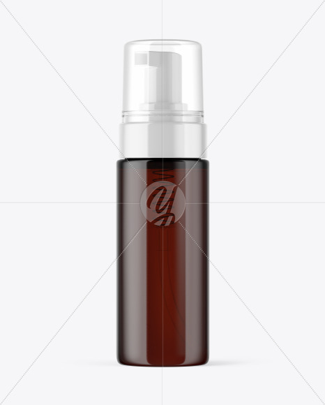 Amber Cosmetic Bottle With Pump Mockup In Bottle Mockups On Yellow Images Object Mockups