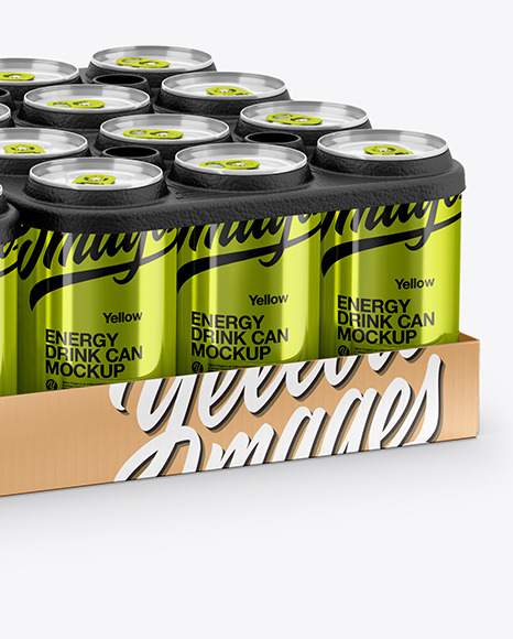 Download Transparent Pack With 24 Glossy Aluminium Cans Psd Mockup Yellowimages