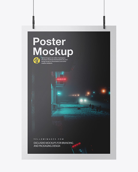 Download Glossy A2 Poster Mockup In Stationery Mockups On Yellow Images Object Mockups PSD Mockup Templates