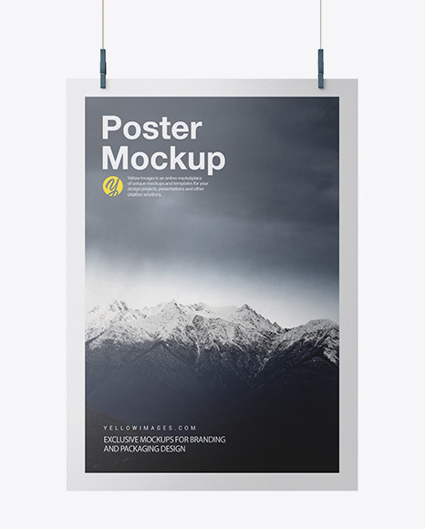 Download Glossy A2 Poster Mockup In Stationery Mockups On Yellow Images Object Mockups PSD Mockup Templates