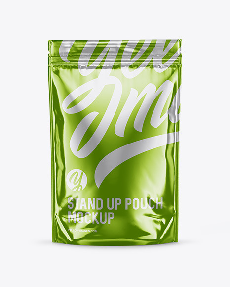 Download Metallic Stand Up Pouch Mockup In Pouch Mockups On Yellow Images Object Mockups PSD Mockup Templates