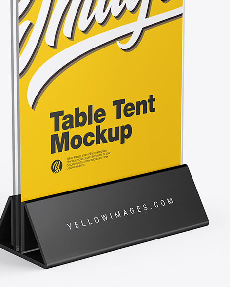 Download Glass Table Tent Mockup In Stationery Mockups On Yellow Images Object Mockups PSD Mockup Templates