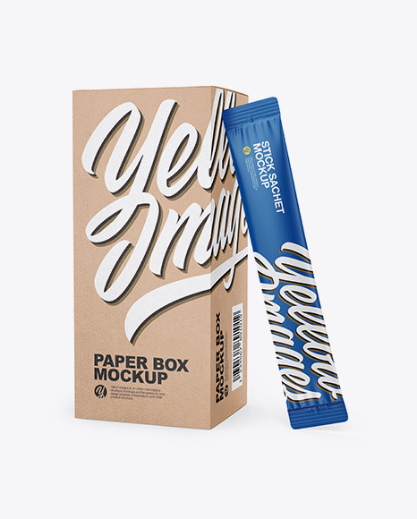 Kraft Box W Matte Sachet Mockup Designs Zone