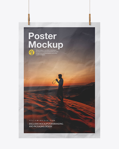 Crumpled A2 Poster Mockup PSD #2