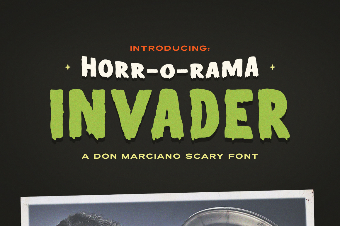 Download Invader Scary Font In Fonts On Yellow Images Creative Store PSD Mockup Templates