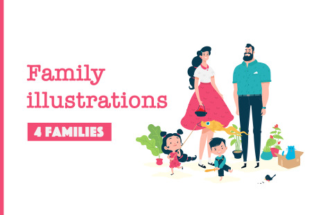 Beautiful cartoon family.