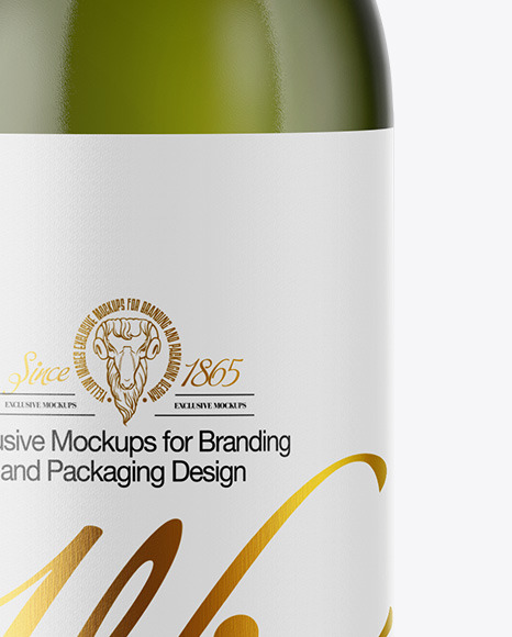 Green Glass White Wine Bottle Mockup