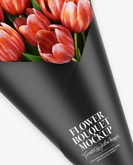 Flower Bouquet Mockup in Packaging Mockups on Yellow Images Object Mockups