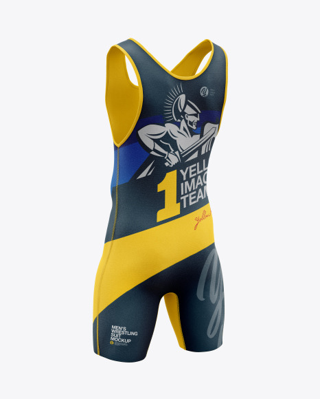 Men S Wrestling Suit Mockup In Apparel Mockups On Yellow Images Object Mockups