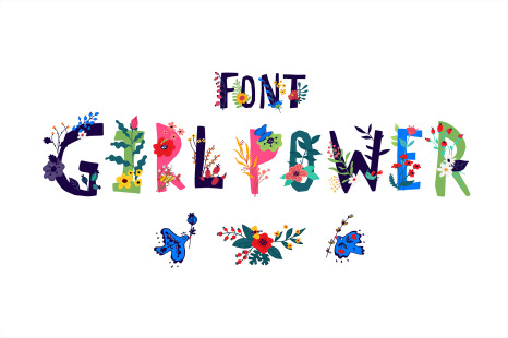 English alphabet with flowers and plants. Vector letters.