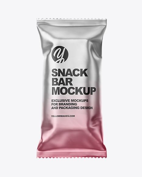 Download Matte Metallic Snack Bar Mockup In Flow Pack Mockups On Yellow Images Object Mockups PSD Mockup Templates