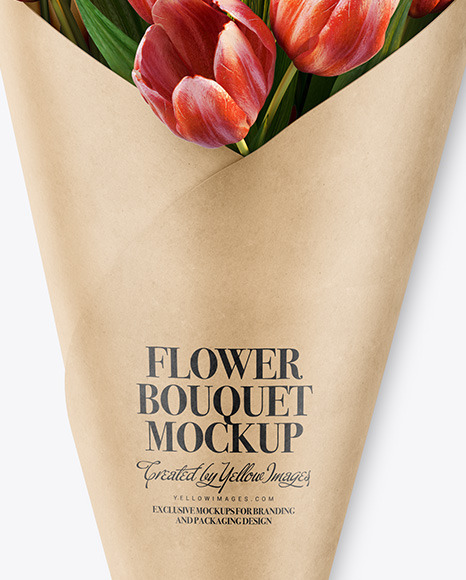 Download Kraft Flower Bouquet Mockup In Packaging Mockups On Yellow Images Object Mockups PSD Mockup Templates