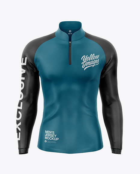 Download Mens Jersey With Long Sleeve Mockup Front View (PSD ...