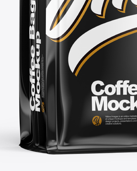 Download Glossy Coffee Bag Mockup In Bag Sack Mockups On Yellow Images Object Mockups