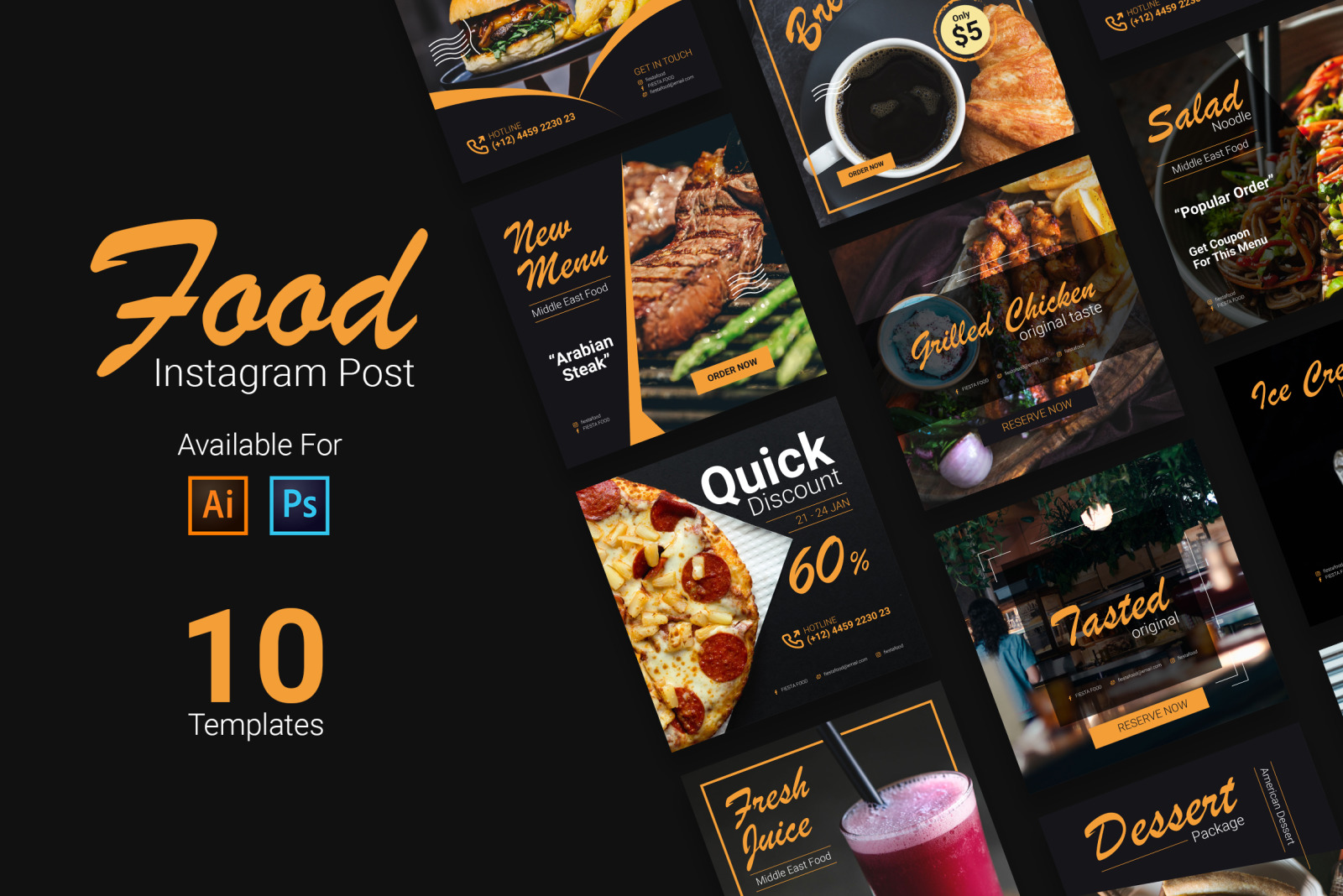 Download Food Instagram Post Vol 1 In Social Media Templates On Yellow Images Creative Store PSD Mockup Templates