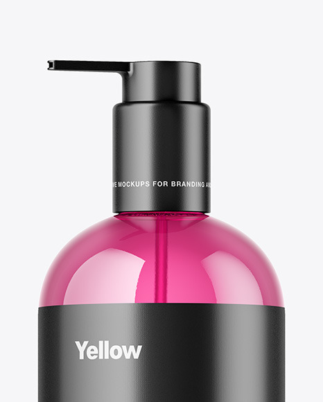 Plastic Bottle with Pump Mockup PSD #2