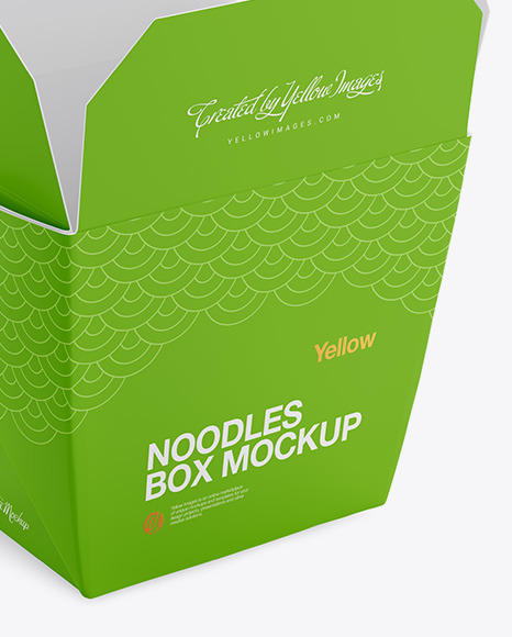 Download Opened Matte Noodles Box Mockup Half Side View In Box Mockups On Yellow Images Object Mockups PSD Mockup Templates