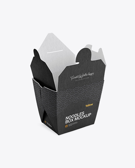 Download Opened Kraft Noodles Box Mockup Half Side View In Box Mockups On Yellow Images Object Mockups PSD Mockup Templates