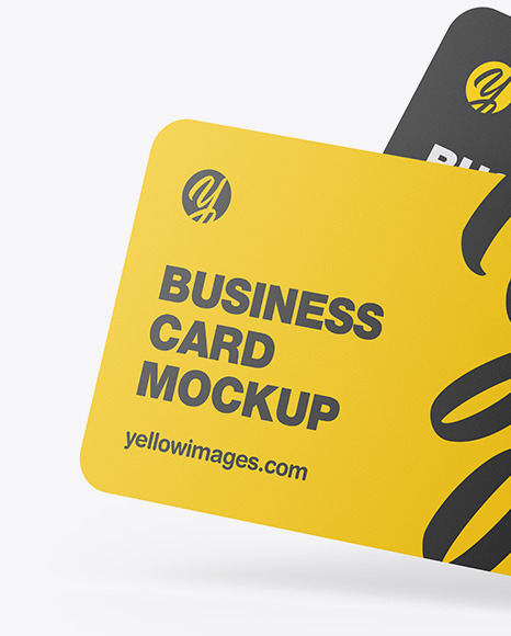 Business Cards Mockup In Stationery Mockups On Yellow Images Object Mockups