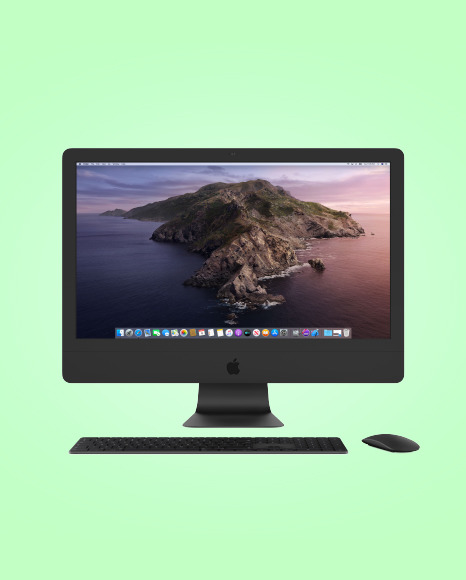 Clay IMac Pro Mockup with Keyboard and Mouse Mockup PSD #2