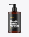 Amber Plastic Bottle with Dispenser Mockup