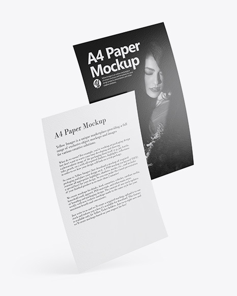 Two Textured A4 Papers Mockup PSD #2