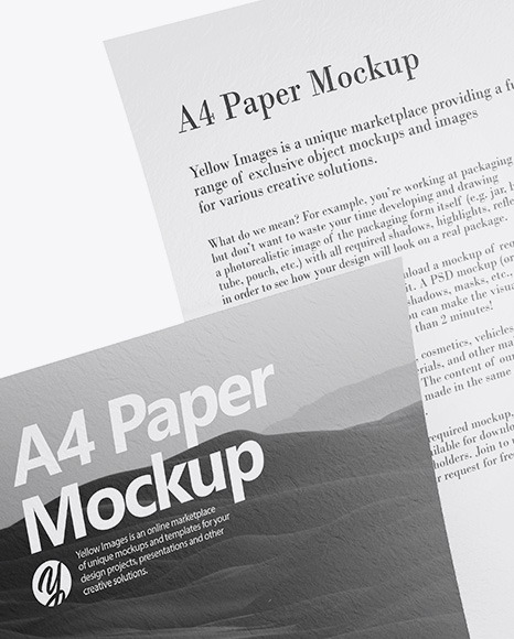 Two Textured A4 Papers Mockup PSD #1