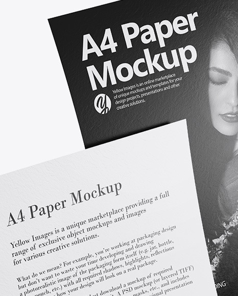 Two Textured A4 Papers Mockup PSD #6