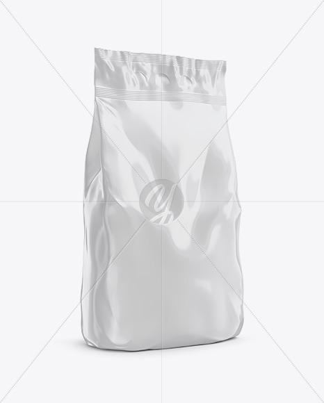 Download Glossy Food Bag Mockup Halfside View In Bag Sack Mockups On Yellow Images Object Mockups