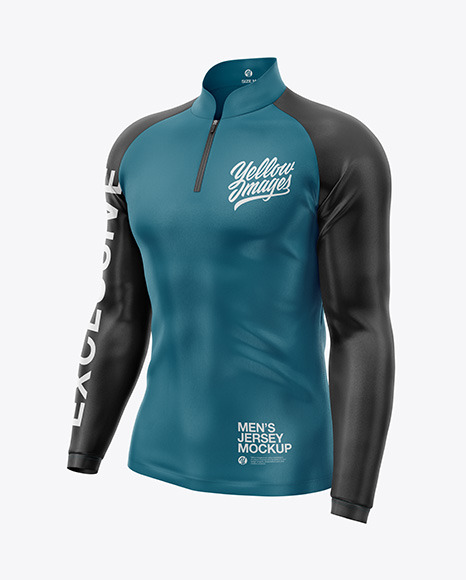 Download Free Men's Jersey With Long Sleeve Mockup - Front Half ...