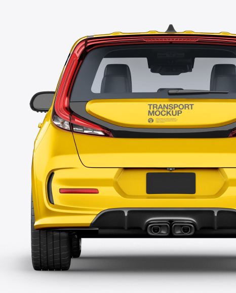 Download Compact Car Mockup Back View In Vehicle Mockups On Yellow Images Object Mockups PSD Mockup Templates