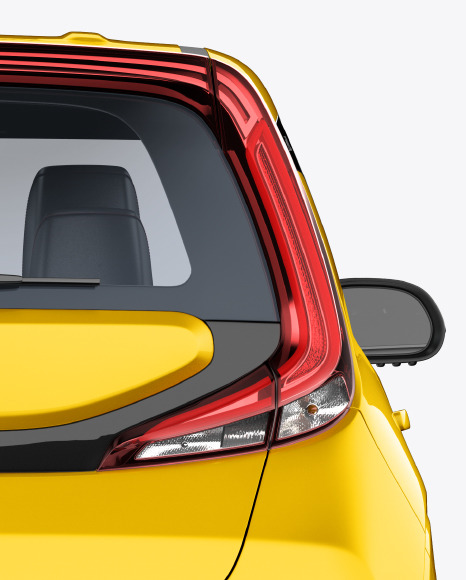 Download Compact Car Mockup Back View In Vehicle Mockups On Yellow Images Object Mockups PSD Mockup Templates