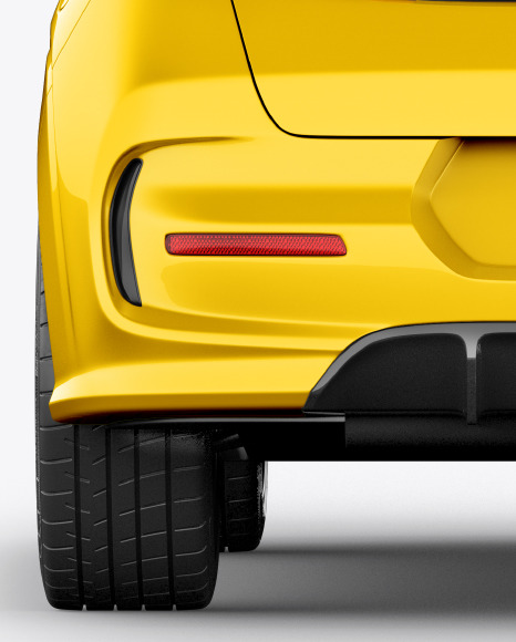 Download Compact Car Mockup Back View In Vehicle Mockups On Yellow Images Object Mockups PSD Mockup Templates